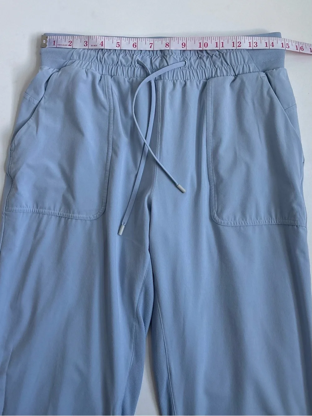Lululemon Beyond The Studio Crop Pants Blue Linen Size 8